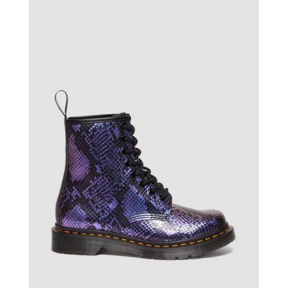 Dr Martens 1460 Pascal Metallic Snakeskin Purple Combat Boots SZ 5 Punk Goth